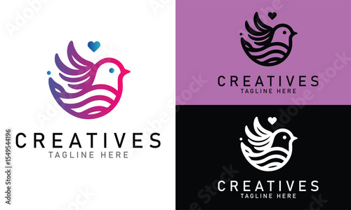 Love Bird Logo with Gentle Style for Romantic and Nature Inspired Branding