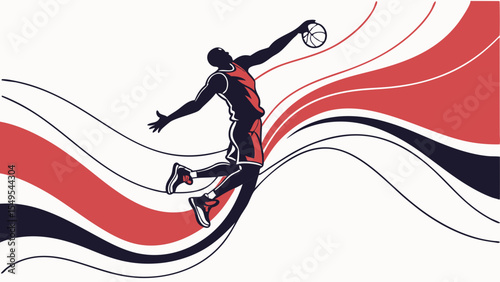 Dynamic Silhouette of a Basketball Player in Action.