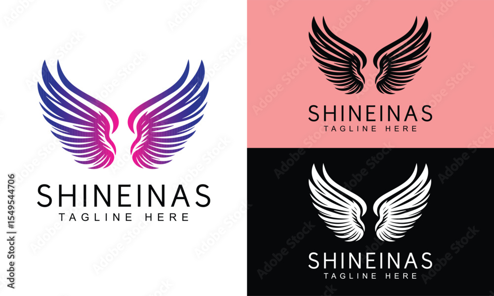 Obraz premium Abstract Bird Wings Logo Design in Modern Minimal Style for Branding