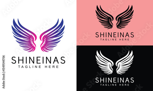 Abstract Bird Wings Logo Design in Modern Minimal Style for Branding