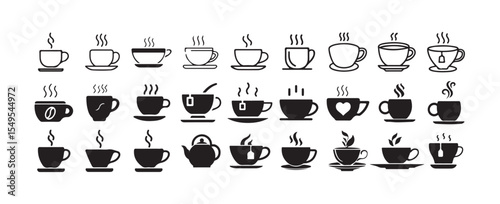  Hot cafe coffee or caffeine drink flat vector icon for food apps and websites, coffee cup icon sign, vector illustration eps 10.