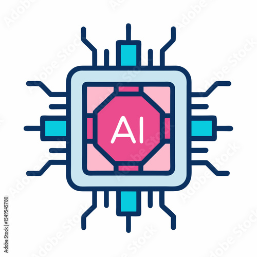 Artificial intelligence ai icon flat vector