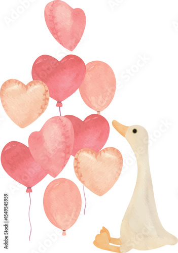 Whimsical Goose with Balloons – Children’s Illustration