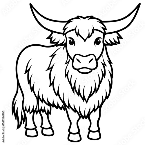 Himalayan Yak Line Art Graphic