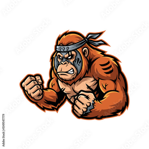Aggressive orangutan illustration photo