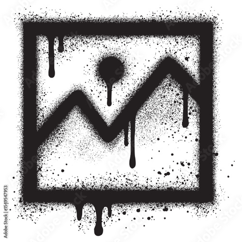 Photo icon graffiti with black spray paint. vector illustration.