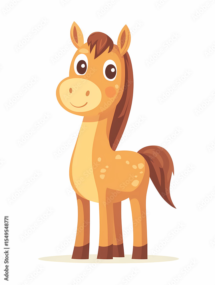 Obraz premium A sweet cartoon horse illustration, perfect for kids and educational projects.