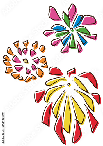 線画の版ずれ風花火