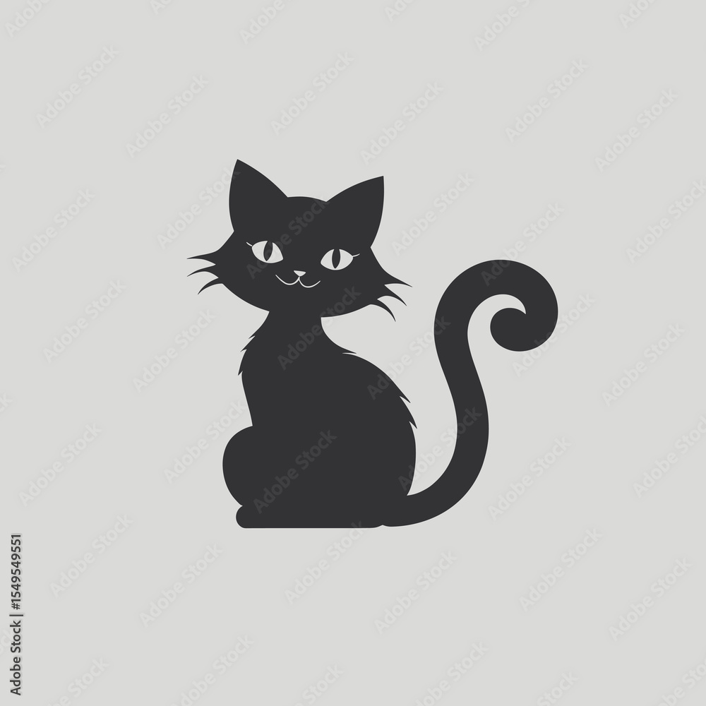 Fototapeta premium Cute black cat silhouette graphic