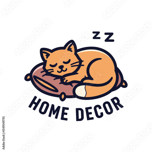 Cute cat sleeping on a pillow home decor