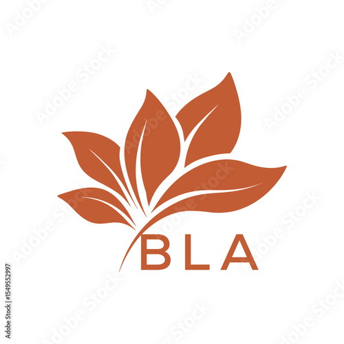 BLA Minimalist Leaf Logo Design with Text BLA, Botanical Nature Logo with Leaves in Brown, BLA Later Logo, Abstract Floral Logo for Natural Products.
