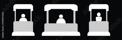 Market Stall Icon With Person Selling At The Booth Simple Vector Illustration