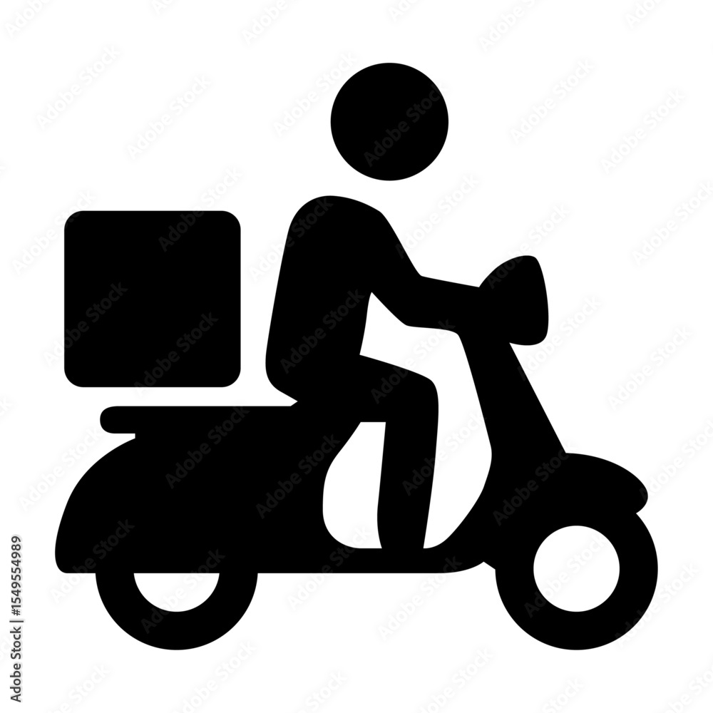 Ταπετσαρία Speedy Delivery: A dynamic silhouette of a delivery person zipping along on a scooter, symbolizing rapid and efficient service, carrying a package ready for immediate dispatch