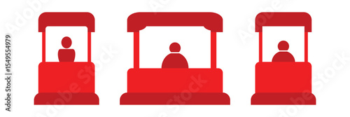 Market Stall Icon With Person Selling At The Booth Simple Vector Illustration