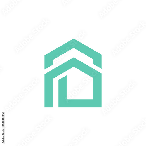 Modern Abstract Geometric Shape House Building Logo Icon Design