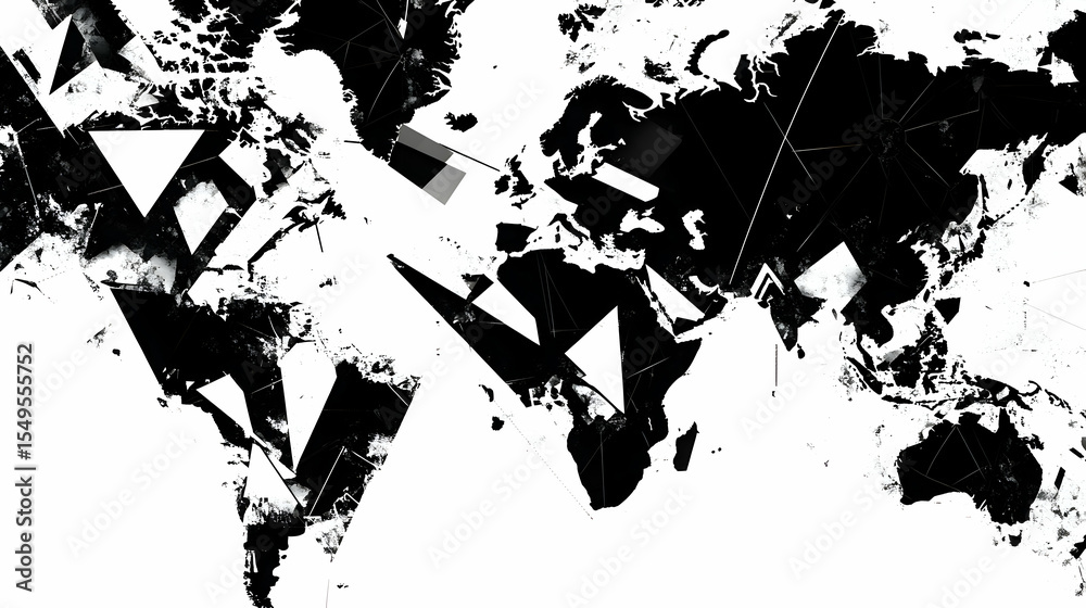 Obraz premium Black and White World Map