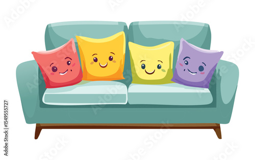 Fun Sofa With Face Pillows
