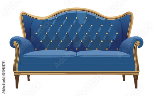 Ornate Blue Tufted Sofa Design