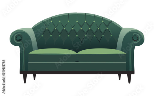 Classic Green Tufted Sofa Design