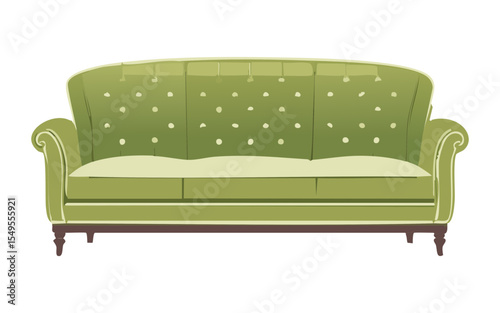 Green Sofa White Dots Pattern