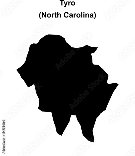 Tyro (North Carolina) blank outline map