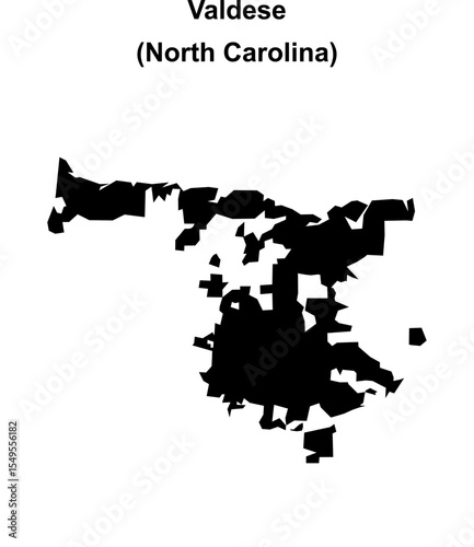 Valdese (North Carolina) blank outline map