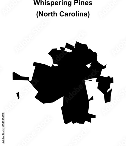 Whispering Pines (North Carolina) blank outline map