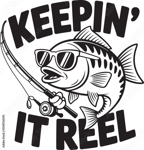 Cool fish wearing sunglasses keeps it reel fishing design