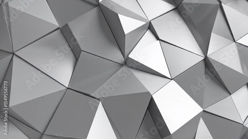 Abstract Geometric Silver Metallic Polygonal Surface Seamless Loop Video Background