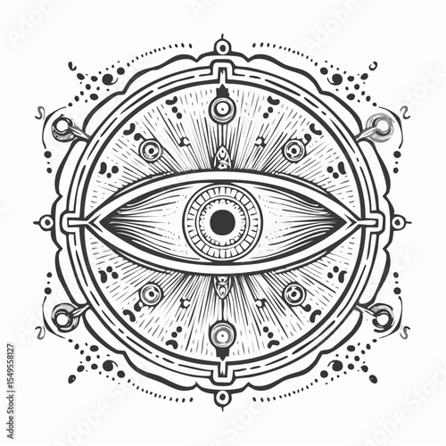 Monochrome Eye of Providence Illustration Sacred Geometry Design
