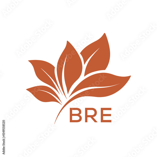BRE Modern Abstract Botanical Logo with Leaf Motif BRE Later Logo, and Letter mark.
