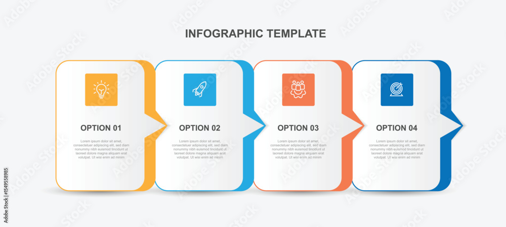 Obraz premium Business template presentation. Management planning concept. 4 step process infographic vector element 