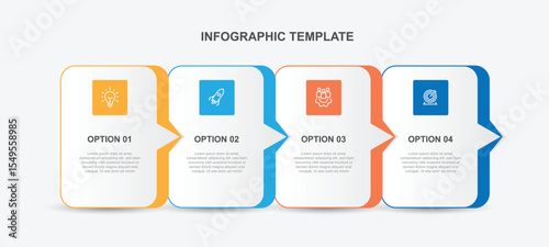 Business template presentation. Management planning concept. 4 step process infographic vector element 