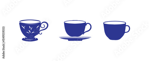 Minimal Cup Icon Collection, Hot Beverage Icon Coffee or Tea Cup Silhouette, vector illustration eps 10.