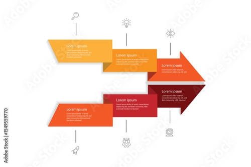 Business template presentation. Management planning concept. 6 step process infographic vector element 