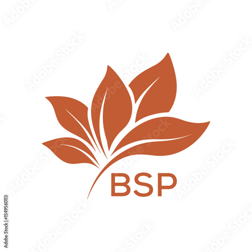 BSP Modern Abstract Botanical Logo with Leaf Motif BSP Later Logo, and Letter mark.
