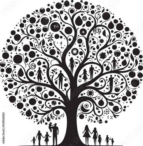 "Abstract Family Tree Vector Illustration  Symbolic Genealogy and Heritage Design Concept on White Background