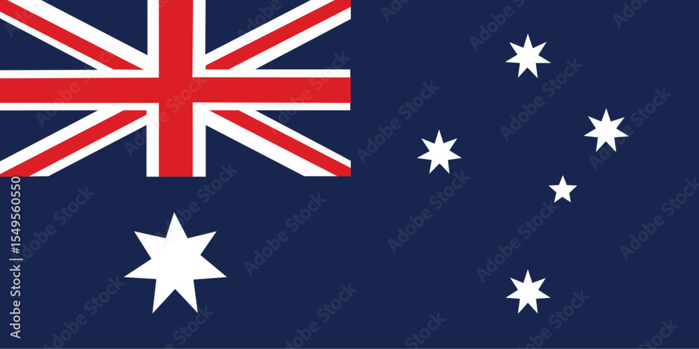 Fototapeta premium Flags of Australia. Flat element design. White isolated background National Flag. Politics and business concept. Vector illustration.