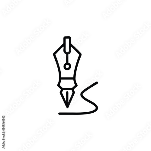 Vector art of fountain pen drawing a line isolated on white background