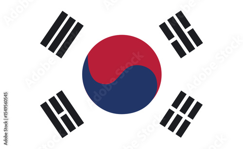 South Korea flag. Isolated on white background. Politics and business concept. Vector illustration.