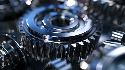 Shiny metal gears in precision mechanical system
