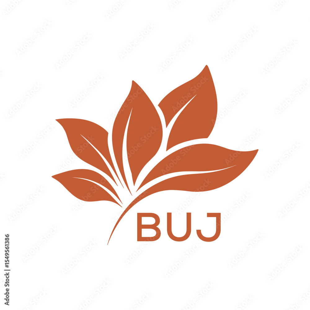 Obraz premium BUJ Modern Abstract Botanical Logo with Leaf Motif BUJ Later Logo, and Letter mark. 