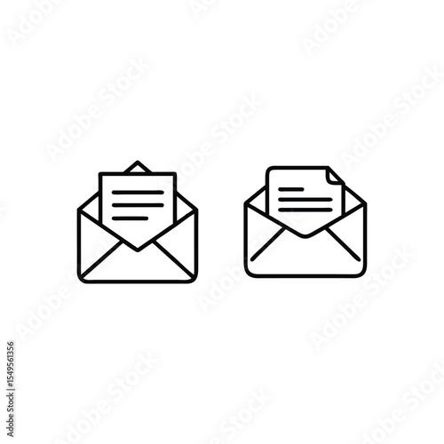 Vector art of two open envelopes with letters isolated on white background