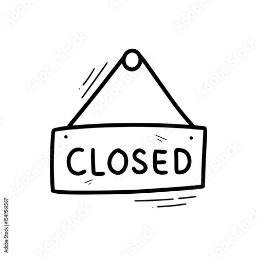 Hand Drawn Hanging Closed Sign Illustration. Doodle Vector. Isolated on White Background - EPS 10 Vector