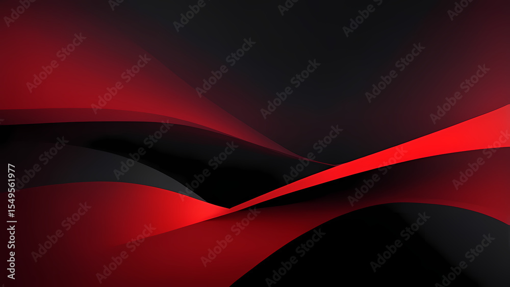 Fototapeta premium Abstract Red and Black Flowing Shapes Graphic Background