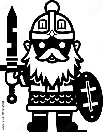 Fantasy Dwarf Warrior Vector Illustration 