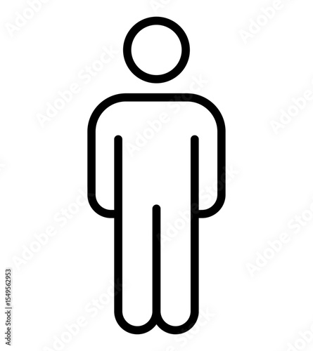 Man Icon Illustration: A simple, clean line drawing of a male icon, representing the universal symbol of a man, ideal for diverse applications.