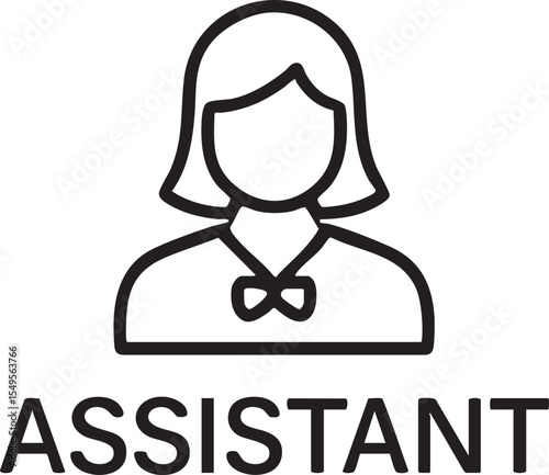 Professional Female Assistant Icon Line Art Vector Graphic