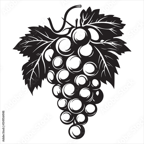 grapes silhouette, grapes vector illustration, vector silhouette grape design, Simple grapes illustration black vector