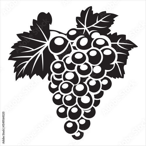 grapes silhouette, grapes vector illustration, vector silhouette grape design, Simple grapes illustration black vector